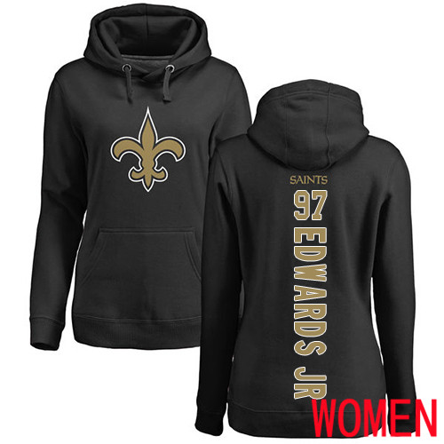 New Orleans Saints Black Women Mario Edwards Jr Backer NFL Football #97 Pullover Hoodie Sweatshirts